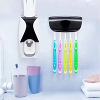Distributeur automatique de dentifrice avec porte-brosse à dents et kit de presse-rouleau automatique, montage mural