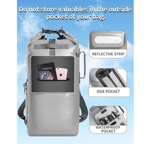 Mochila Impermeable Seca de 3 Capas con Panel Trasero de Descompresión, Bolsa Enrollable con Bolsillo Frontal Reflectante y Cierre Lateral para Surf y SUP - Product Image 3
