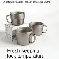 Tasse à café/thé en titane pur, double paroi, légère, isolée, texture cristal de glace