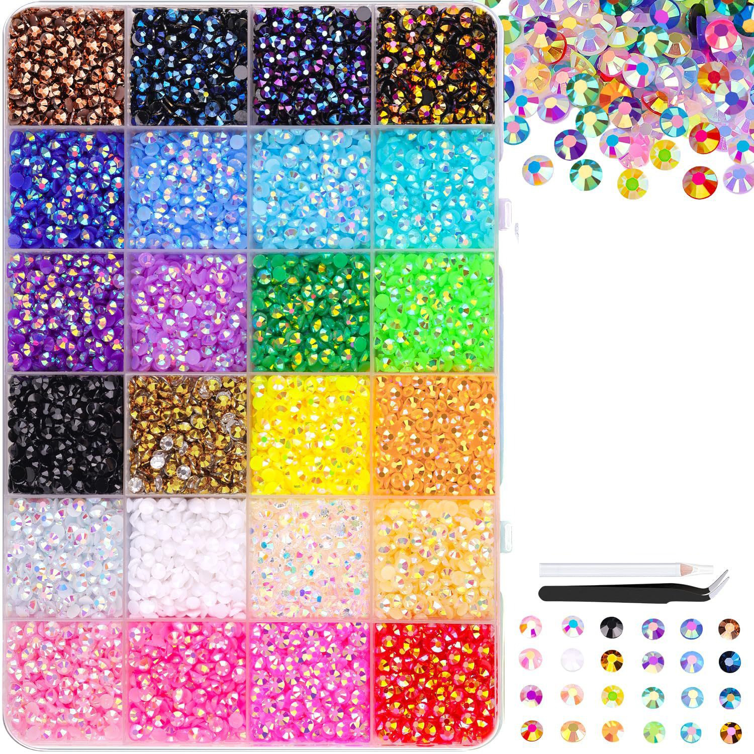 Ensemble de strass pour ongles à 24 grilles (24 000 pièces)