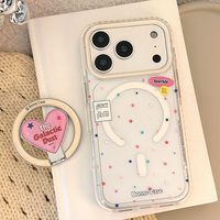 Coque de téléphone transparente esthétique avec motif étoile, support magnétique en forme de cœur pour iPhone 18 17 16 Pro Max