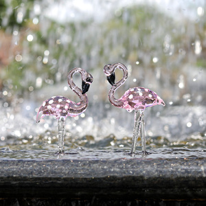 ของที่ระลึกแก้วรูปนกฟลามิงโก 2 ชิ้น งานแฮนด์เมด ของตกแต่งสีชมพู ของสะสมรูปสัตว์ ของตกแต่งบ้าน - Product Image 6