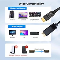 Câble DisplayPort 1.4 vers HDMI 2.1 8K60Hz 4K120Hz DP vers HDMI Mâle vers Mâle pour Moniteur d'Ordinateur Projecteur