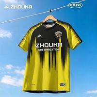 Camiseta de Fútbol para Hombre OEM, Camiseta de Fútbol con Rayas Amarillas y Negras, Sublimación Jacquard, Poliéster Transpirable, Ropa Deportiva Personalizada para Clubes y Equipos