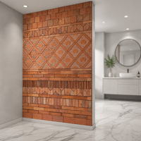 Carreaux de mosaïque en brique rouge pour pot de gong, ignifuges, imperméables, pour murs et sols, décoration intérieure et extérieure