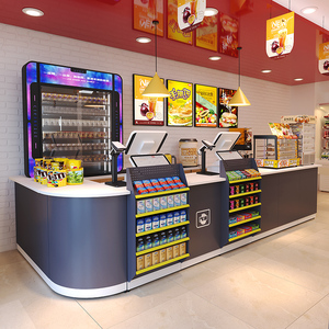 Comptoir de caisse <span class=keywords><strong>en</strong></span> acier au design moderne, personnalisé pour les supermarchés et les tables de caisse des magasins de proximité - Product Image 4