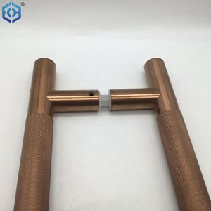 Tirador de puerta de vidrio moleteado tipo H de acero inoxidable de oro rosa - Product Image 6