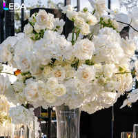 LEDA Fournitures de mariage Boules de fleurs blanches en soie, roses et orchidées artificielles, centres de table pour événements et décorations de mariage