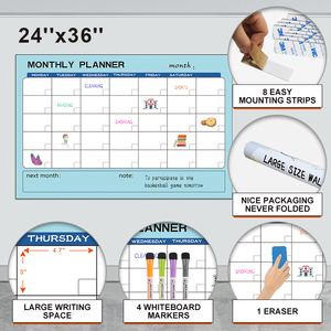 UCI Kinh Tế Kích Thước Lớn Xóa Khô Lịch Tường Bảng Văn Phòng Trường Học 24X36 Inch Xóa Khô Kế Hoạch Hàng Tháng - Product Image 1