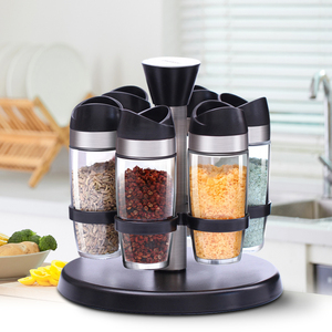 Frascos de vidrio de 3 Oz, contenedores de especias con 4 tapas para <span class=keywords><strong>condimentos</strong></span>, <span class=keywords><strong>estante</strong></span> giratorio, 2021 - Product Image 1