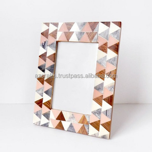 Customized 3D <b>Square</b> Resin Wood Photo Frame Handmade Table Decoration with <b>Mirror</b> Insert Gift Idea - Product Image 4