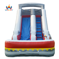 Toboggan aquatique gonflable direct usine avec piscine amovible, design gris marbré, aires de jeux aquatiques pour enfants pour l'été et les loisirs en plein air