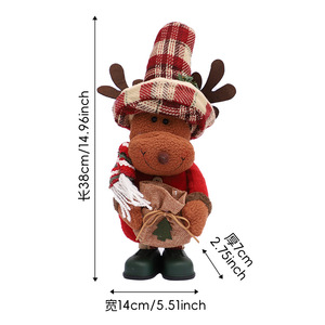 Lot de jouets en peluche mignons Bonhomme de neige et renne, avec chapeau haut, pour décoration de Noël à suspendre à l'arbre et à la maison, fournitures de décoration intérieure de Noël - Product Image 2