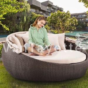 Tutti di Vimini Daybed Mobili da Giardino Letto Rotondo Solarium con Baldacchino Spiaggia Solarium Spiaggia Daybed - Product Image 4