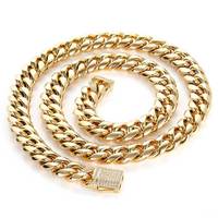 Collar de Cadena Cubana de Acero Inoxidable con Diamantes de 10 mm/12 mm para Hombre, Estilo Hip Hop