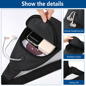 맞춤형 방수 나일론 남성 슬링 벨트 크로스 바디 가죽 숄더 크로스 바디 데이팩 남성용 메신저 가슴 숄더 백 - Product Image 4