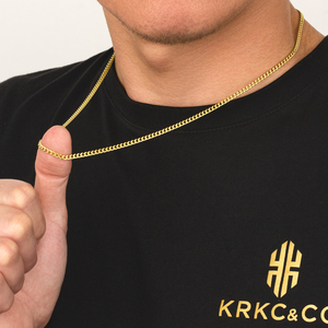Kalung Rantai Cuban Link Baja Anti Karat Lapis Emas Asli 14k 18k Perak 3mm Gaya Fashion USA untuk Pria Wanita - Product Image 5