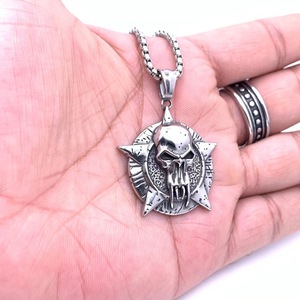Collar de Moda para Hombre con Colgante de Calavera de Acero Inoxidable, Diseño de Espiga, 2160101 - Product Image 4