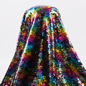 Tela de lentejuelas de arcoíris reversible con tapa de sirena de escamas de pescado de doble cara de alta calidad para vestido de novia - Product Image 5