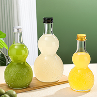 Bouteille en verre motif gourde et lotus en stock, 250 ml, 350 ml, 500 ml, avec couvercle coloré pour jus, fruits, vin, boissons, personnalisable
