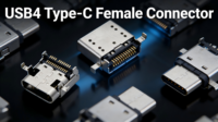 Conector USB 4.0 Tipo-C Hembra de Acero Inoxidable, 24 Pines, Carcasa Simple, Montaje en Superficie Doble, Placa PCB, Pin Plano de 1.2 mm de Longitud