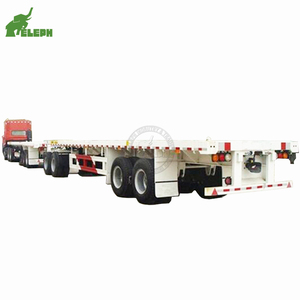 Trung Quốc 2 + 3 trục 20ft + 40ft siêu liên kết liên kết phẳng xe tải Trailer Đôi Kéo Container phẳng Trailer bán - Product Image 5