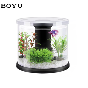 Mini <span class=keywords><strong>aquarium</strong></span> BOYU pour poissons combattants, réservoir de poissons de bureau alimenté par USB, petit <span class=keywords><strong>aquarium</strong></span> rond en acrylique avec système de circulation de filtre, série DY - Product Image 1