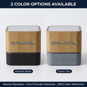 Haut-parleur sans fil en bambou naturel écologique, boîte audio carrée durable, mini cube premium, cadeaux verts pour entreprises - Product Image 4