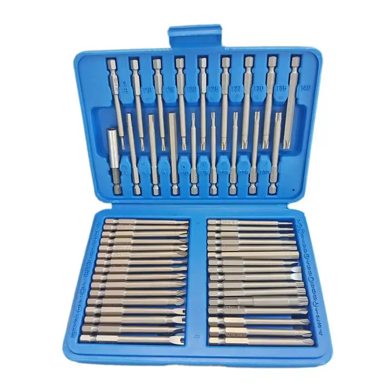 50 Cái Dài Screwdriver Bits Kit CR-V Hợp Kim Thép Phẳng Phillips Pozi Tri Wing Torx Hex Sao Spline Vuông Điều Khiển Bits Bộ