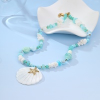 KITI Summer Beach Collier de perles de coquillage Bijoux pour femmes en acier inoxydable et résine de pierre naturelle