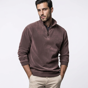 Wholesale Custom Stand Collar Half Zip Acid Washed Pullover Cotton Men's Oversized <b>Mock</b> <b>Neck</b> Quarter Zipper Sweatshirt& Hoodies - Product Image 1