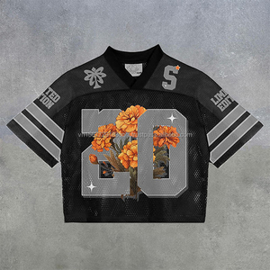 Nouveau T-shirt en jersey 100 % polyester respirant, col en V, coupe ample, décontracté, imprimé personnalisé, manches courtes, polyvalent, style sportif - Product Image 4