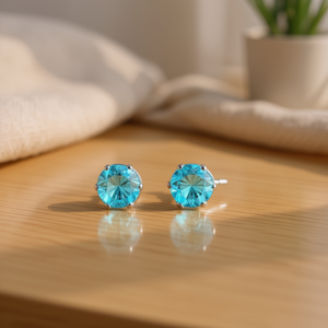 Amy Amy <b>Stud</b> <b>Earrings</b> 925 Silver <b>Blue</b> Zircon Bezel Setting Classic Women's Everyday Wear Jewelry PE2045 - Product Image 2