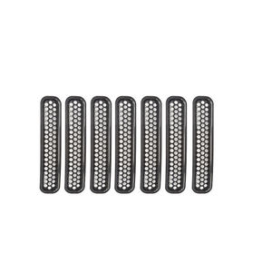 7 pièces Inserts de calandre avant noirs en nid d'abeille à clipser pour <span class=keywords><strong>Jeep</strong></span> <span class=keywords><strong>Wrangler</strong></span> <span class=keywords><strong>TJ</strong></span> & Unlimited 1997-2006 - Product Image 1