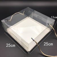 Großhandel 24*24*12cm transparente Kuchen Dekoration Box mit tragbaren Griff PET Dekoration Geschenk verpackung Box