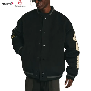 سترات رياضية رجالية مخصصة بشعار مطرز من الشينيل، سترة بيسبول فضفاضة بتصميم مميز - Product Image 1