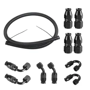 Overseas spot TF-1055 Car modified oil cooler tubing PTFE stainless steel black braided tubing kit AN6-AN10