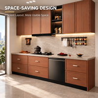 Armoires de cuisine modulaires en placage de bois Shaker moderne de luxe avec portes en verre, noyau en contreplaqué, garantie 5 ans