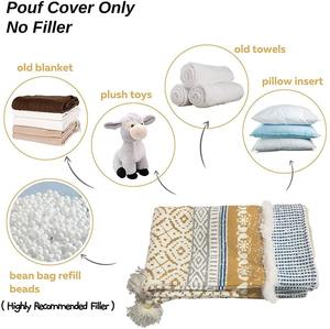 Tabouret Cube Moderne Touffeté Décoratif <span class=keywords><strong>Pouf</strong></span> Non Rembourré Ferme Casual <span class=keywords><strong>Pouf</strong></span> <span class=keywords><strong>Pouf</strong></span> Couverture Grands Glands Tissé à la Main École Appartement - Product Image 2