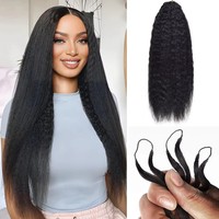 Extensiones de Cabello Humano Virgen 100% Natural, Rizado y Liso, para Crochet, Sin Nudos, Pre-Separadas, Estilo Yaki, para Trenzas