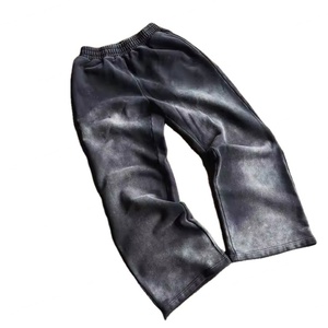 Pantalones de Algodón de Alta Calidad, Lisos, Gruesos, de Pierna Ancha, Estilo Vintage, Lavado Ácido, Decoloración al Sol, Personalizados para Hombre - Product Image 2