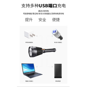 ไฟฉายแบบชาร์จไฟผ่าน USB 8000Mh กำลังสูง สำหรับใช้งานกลางแจ้ง ไฟฉายฉุกเฉิน ไฟฉายลาดตระเวน พร้อมโหมด SOS - Product Image 1