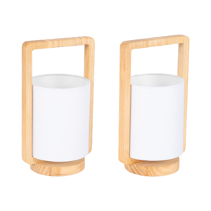 Lampade da tavolo cilindriche con struttura in legno e accenti decorativi per camera da letto e soggiorno, decorazioni per la casa - Product Image 3