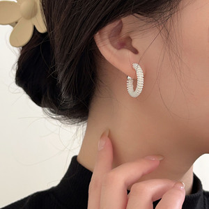 S925 Sterling Silver Hoop <b>Earrings</b> Ball Shape Everyday Wear <b>Fine</b> Jewelry - Product Image 4