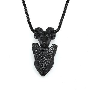 Mens WaterProof Stainless Steel Ram Head Pendant <b>Necklace</b> Viking <b>Celtic</b> Biker Gothic Box Chain Gold Silver Black Hypoallergenic - Product Image 3