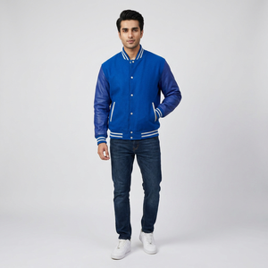 Chaqueta Varsity de Béisbol Personalizada de Alta Calidad, Estilo Vintage para Otoño e Invierno, Transpirable, para Hombre, con Cierre Frontal - Product Image 1