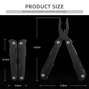 Multitools personnalisés 14 en 1 Pince à couteau <span class=keywords><strong>de</strong></span> poche à revêtement noir Pince à outils multiples <span class=keywords><strong>de</strong></span> 4 pouces EDC professionnel pour le camping - Product Image 2