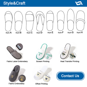 Pantoufles d'hôtel personnalisées pantoufles de <span class=keywords><strong>spa</strong></span> jetables brodées pantoufles d'invités en velours avec logo personnalisé - Product Image 6