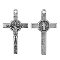 Jésus Crucifix 37x22mm St bénett accessoires de chapelet de haute qualité pendentif croix en argent