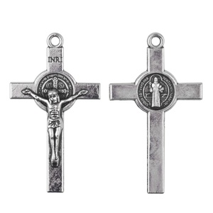 Jésus <span class=keywords><strong>Crucifix</strong></span> 37x22mm St bénett accessoires de chapelet de haute qualité pendentif croix en argent - Product Image 4